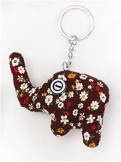 Llavero textil elefante estampado