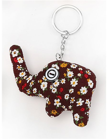Llavero textil elefante estampado