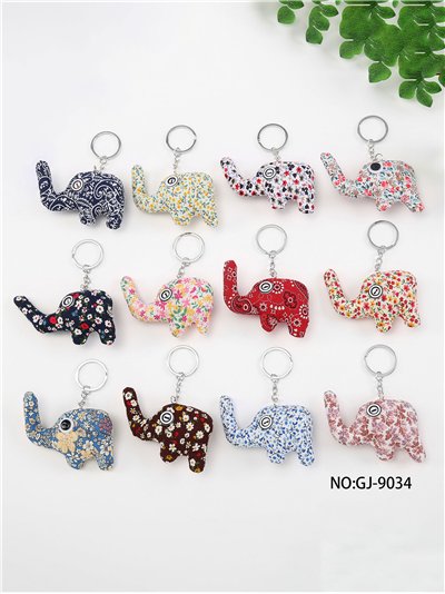 Llavero textil elefante estampado 2