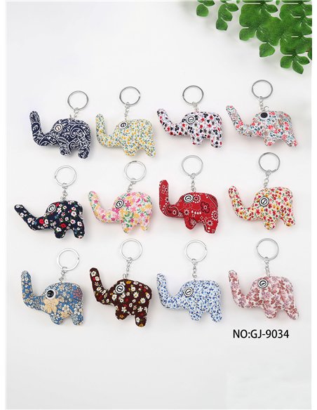 Llavero textil elefante estampado