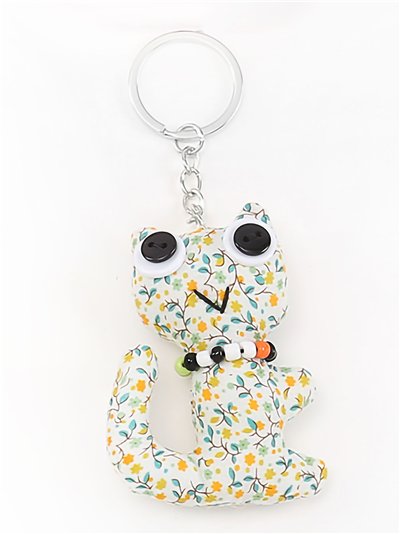 Llavero textil gatito estampado