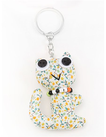 Porte-clés en tissu avec un chaton imprimé.