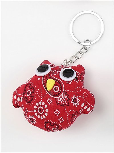 Llavero textil búho estampado