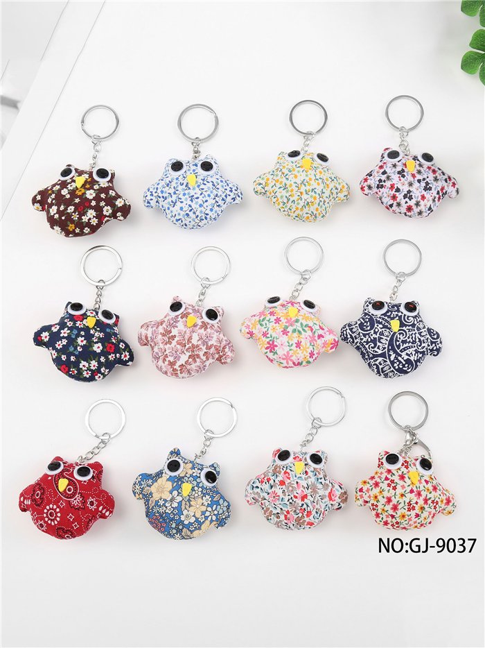 Llavero textil búho estampado