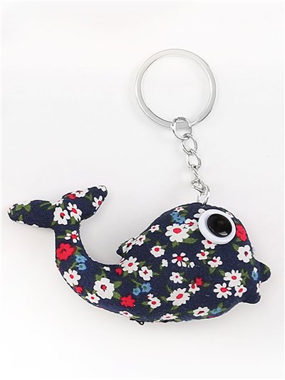 Llavero textil ballena estampada