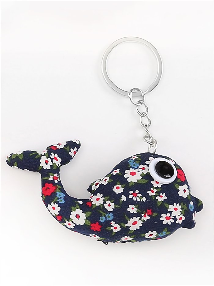 chaveiro têxtil com estampa de baleia