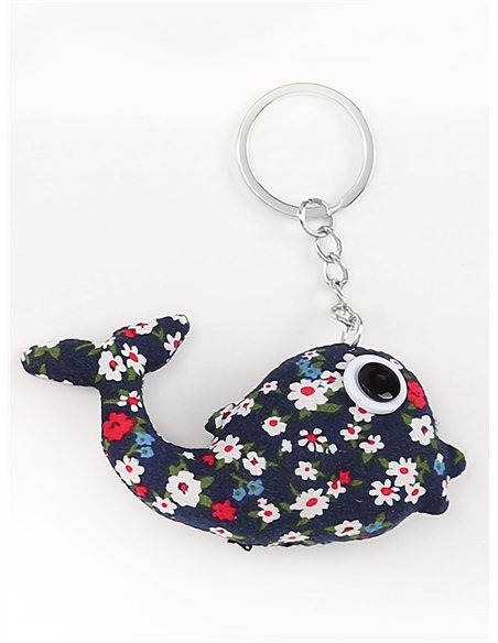 chaveiro têxtil com estampa de baleia