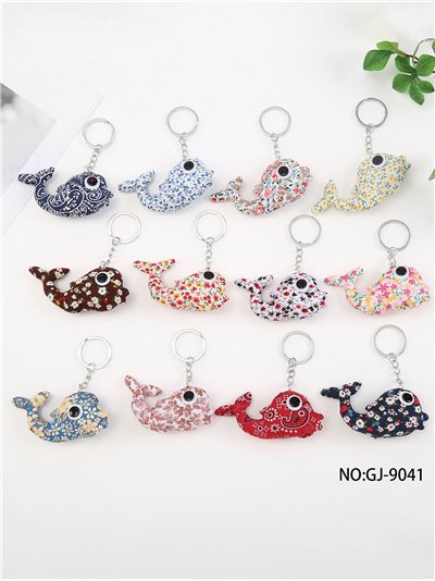 Llavero textil ballena estampada 2