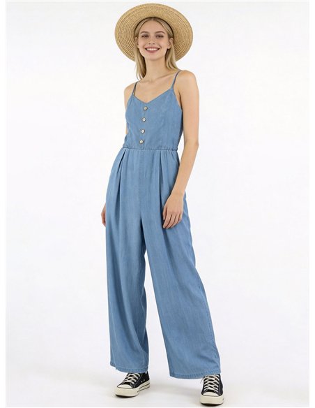 Langer Jeansoverall mit Hosenträgern