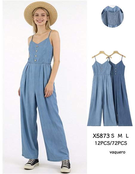 Langer Jeansoverall mit Hosenträgern