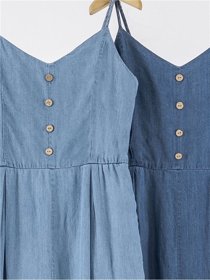 Langer Jeansoverall mit Hosenträgern