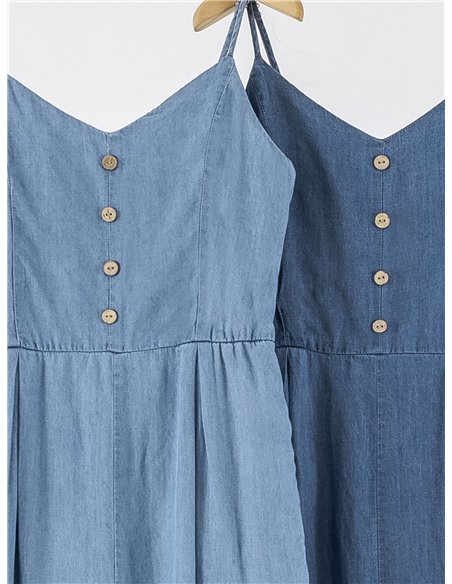 Langer Jeansoverall mit Hosenträgern