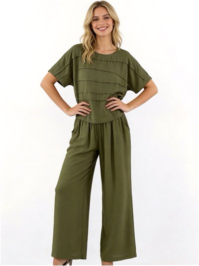 Conjunto de blusa textura y pantalón wide-leg