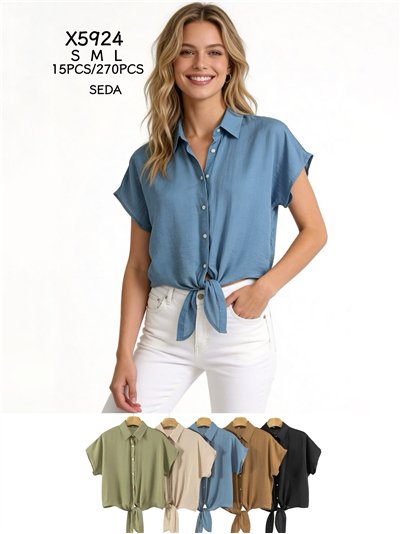 Camisa efecto seda con nudo frontal 2