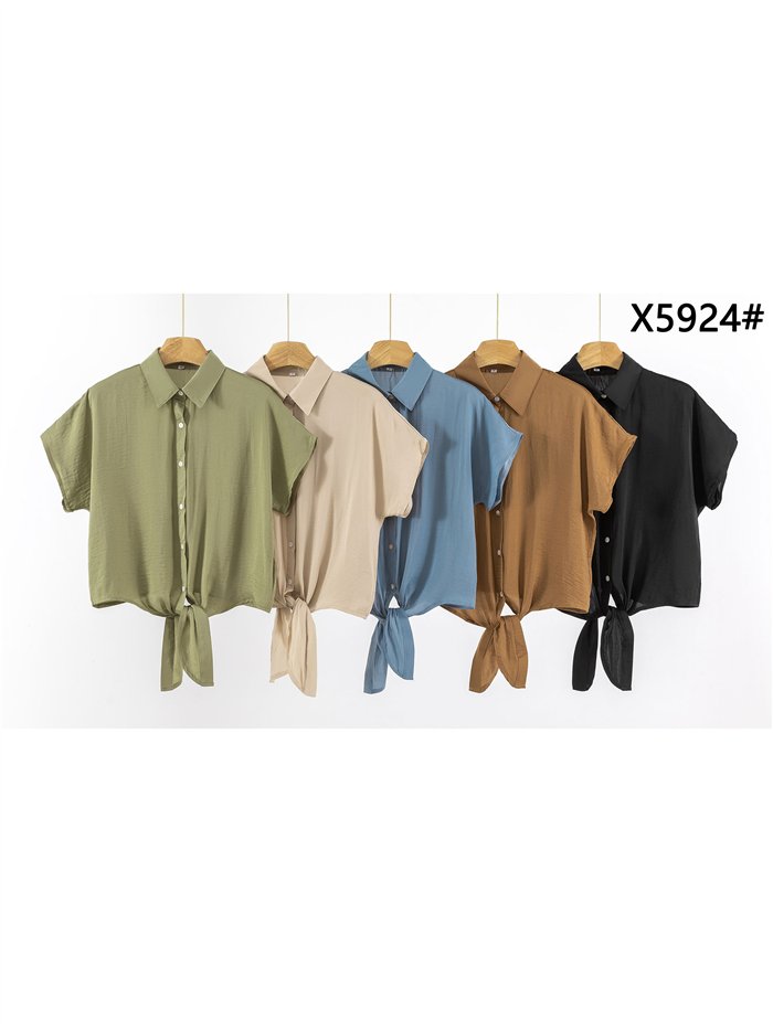 Camisa efecto seda con nudo frontal