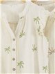 Blusa bordada con palmeras y volante