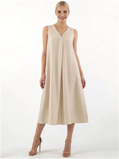 Vestido midi fluido sin mangas