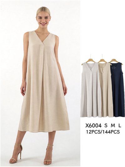 Vestido midi fluido sin mangas 2