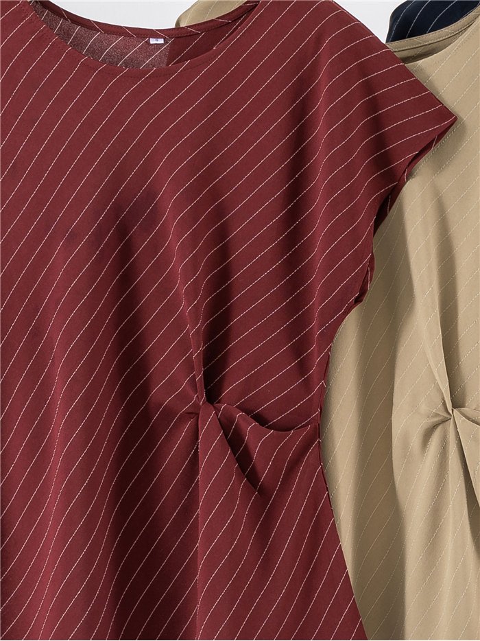 Conjunto de rayas blusa drapeado y pantalón wide-leg