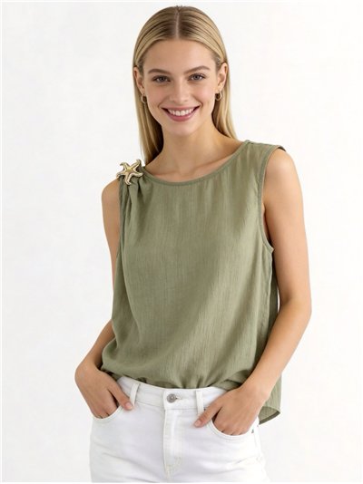 Top sin mangas con broche estrella de mar