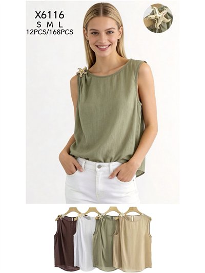 Top sin mangas con broche estrella de mar 2