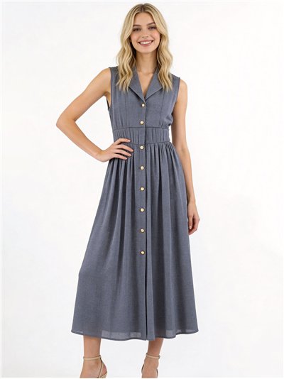 Vestido camisero largo sin mangas