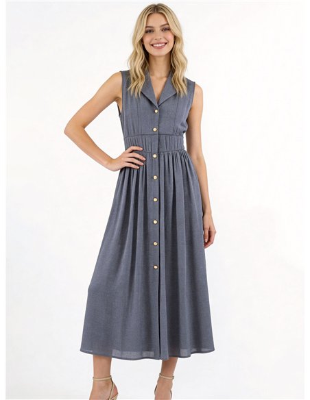 Vestido camisero largo sin mangas