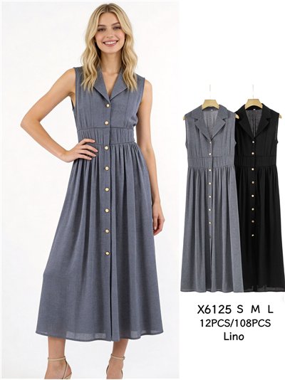 Vestido camisero largo sin mangas 2