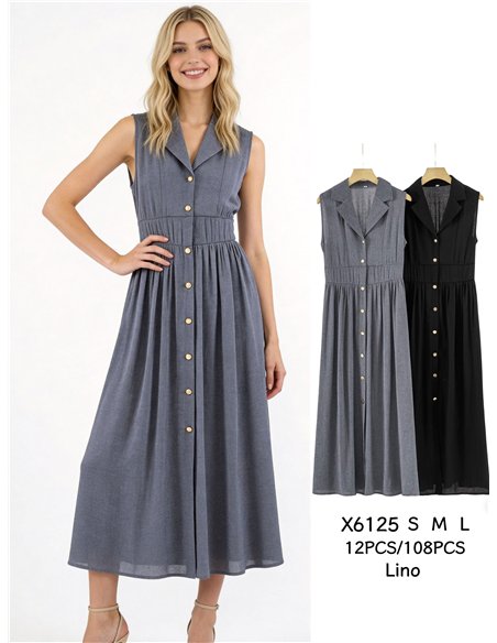 Vestido camisero largo sin mangas