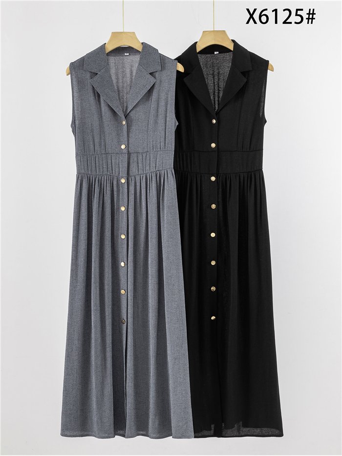 Vestido camisero largo sin mangas