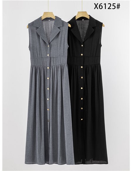 Vestido camisero largo sin mangas