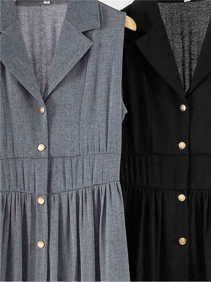 Vestido camisero largo sin mangas