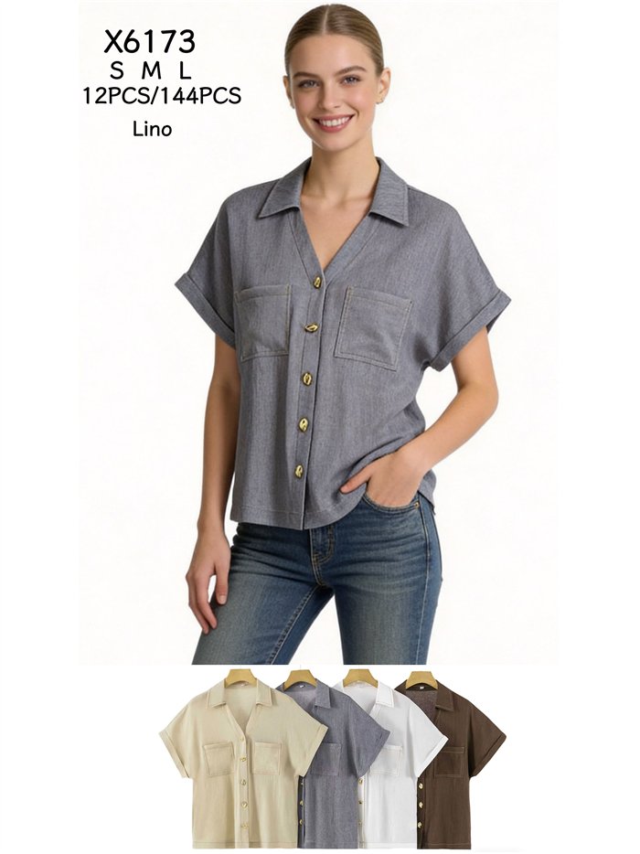 Camicia a maniche corte con tasche