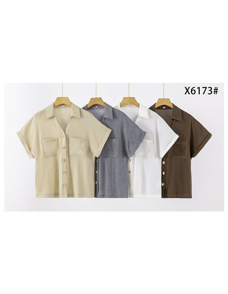 Camicia a maniche corte con tasche