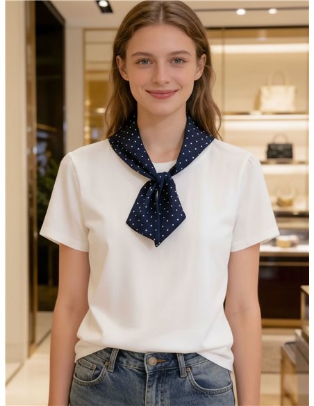 T-Shirt mit gepunktetem Matrosenschal