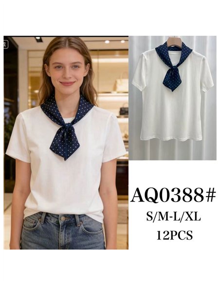 T-Shirt mit gepunktetem Matrosenschal