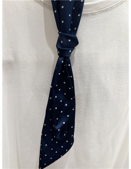 T-Shirt mit gepunktetem Matrosenschal