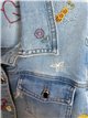 Chaqueta denim bordada multicolor