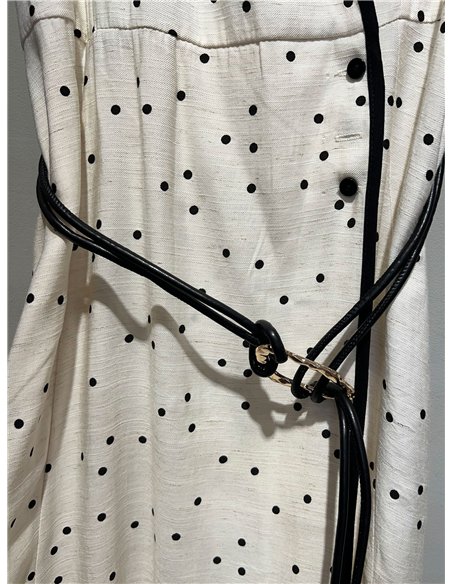 Vestido midi cruzado de lunares con cinturón