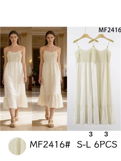 Vestido largo fluido con bordado 2