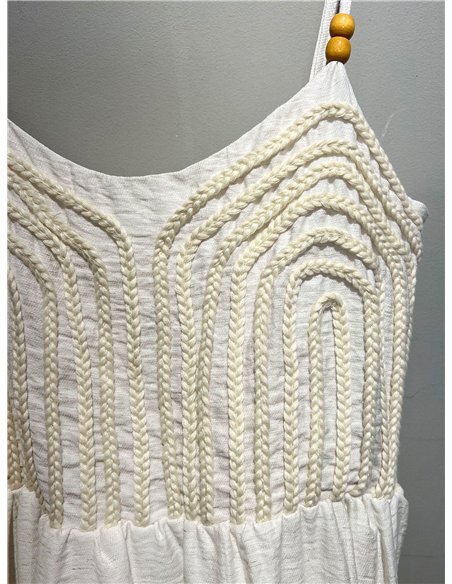 Vestido largo fluido con bordado