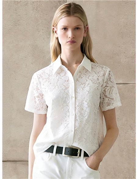 Camicia di pizzo a maniche corte