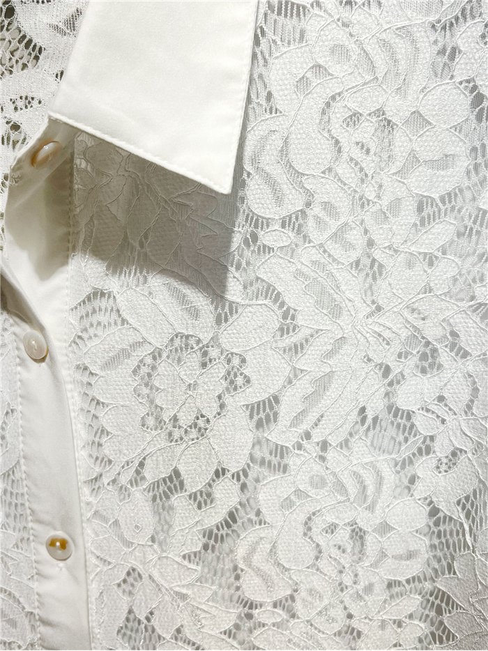 Camicia di pizzo a maniche corte
