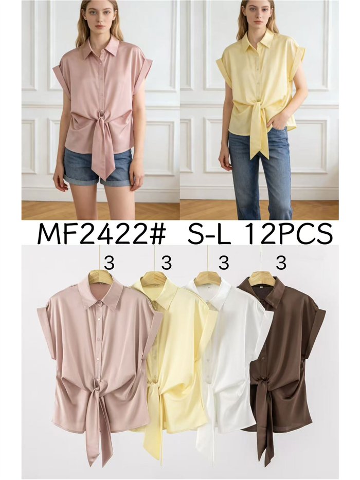 Camisa satinada con lazada frontal