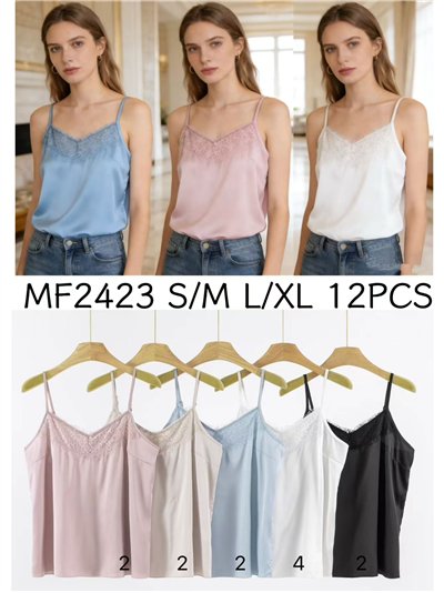 Top lencero satinado con encaje 2