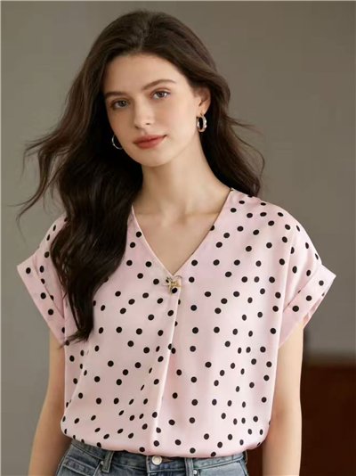 Blusa de lunares con escote pico