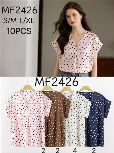 Blusa de lunares con escote pico 2