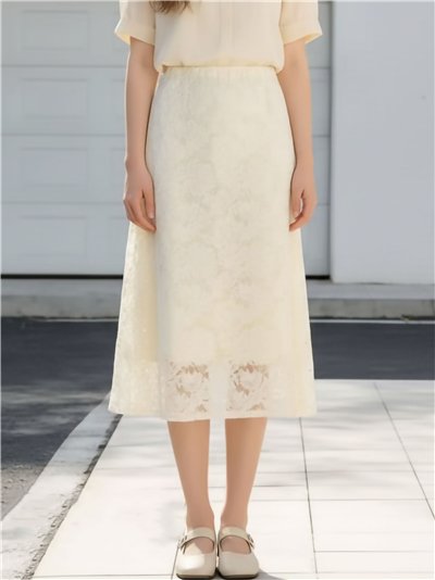 Falda midi de encaje