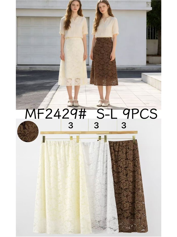 Falda midi de encaje