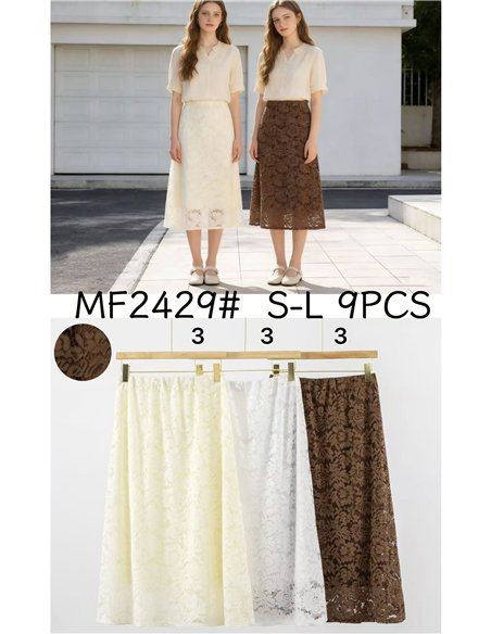 Falda midi de encaje